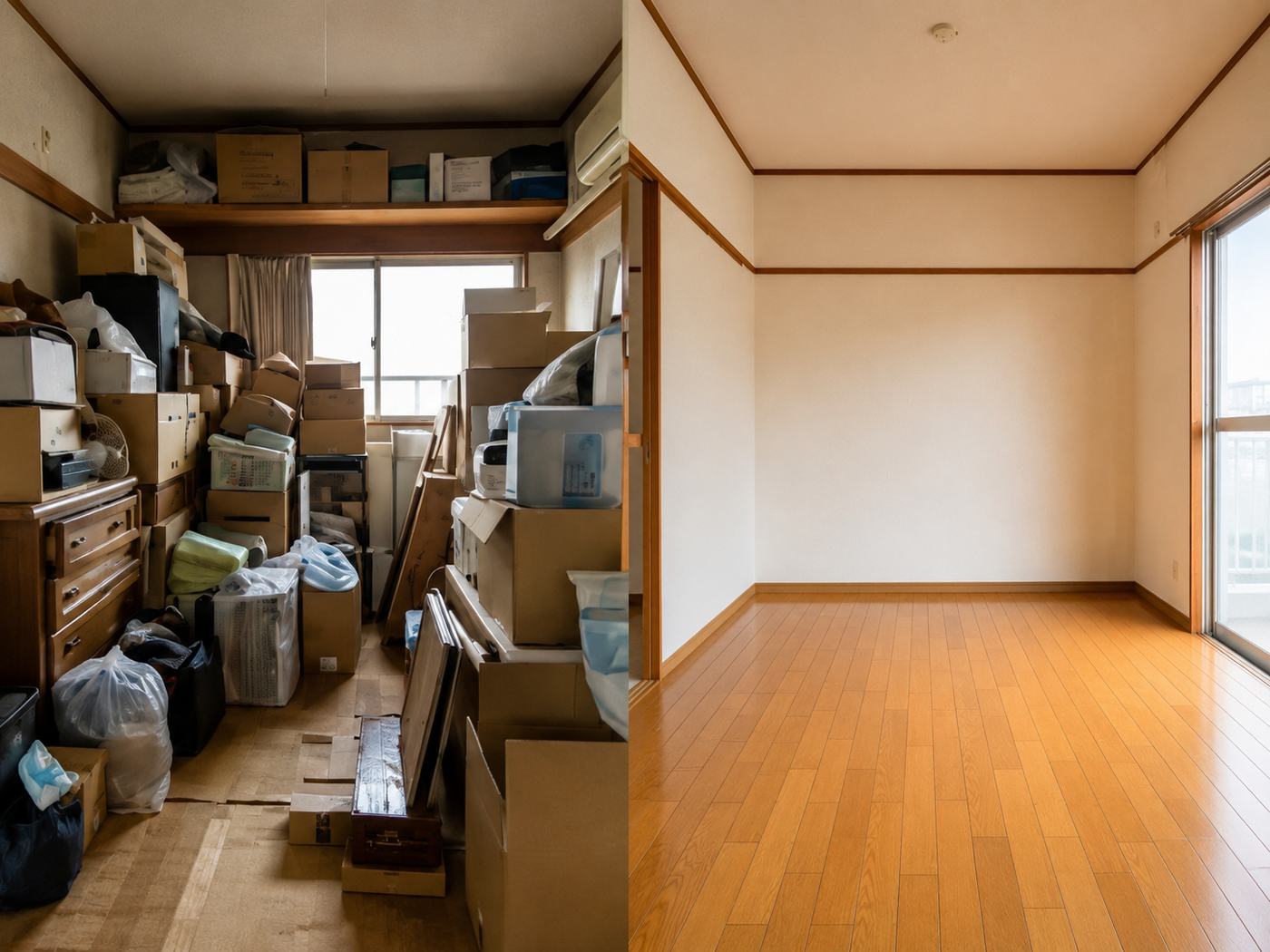 空き家・ゴミ屋敷片付けの作業前と作業後の比較